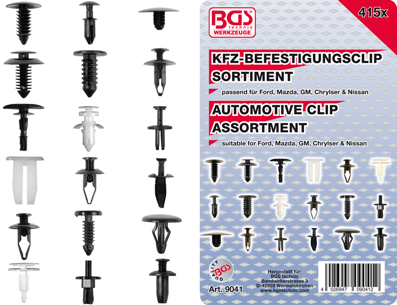 Assortiment de clips Ford, Mazda 415 pcs