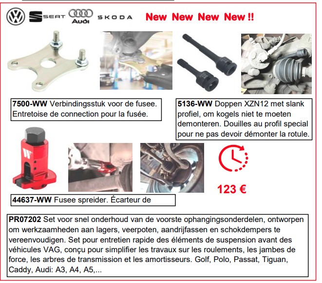 Set pour entretien rapide des éléments de suspension avant des véhicules VAG