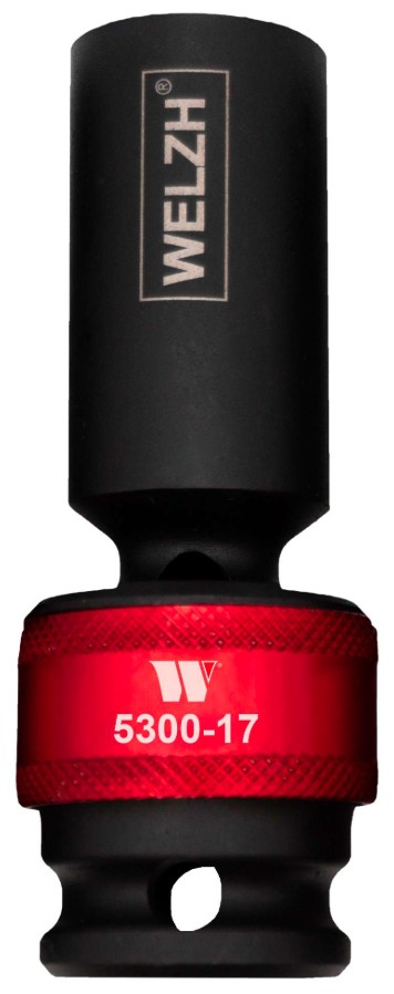 Lange impact dop 17 mm 1/2" met kniegewricht