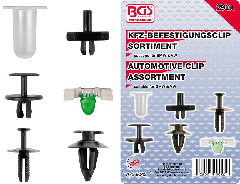 Assortiment de clips BMW & VW 290 pcs