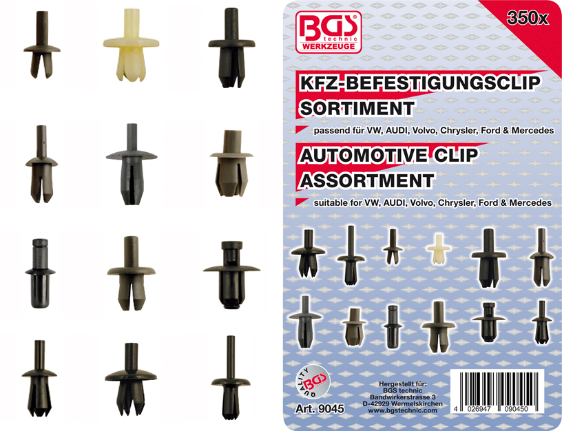 Assortiment de clips VW, Audi, Volvo 350 pcs