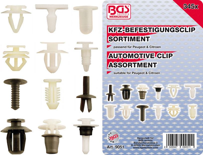 Assortiment de clips Peugeot & Citroen 345 pcs