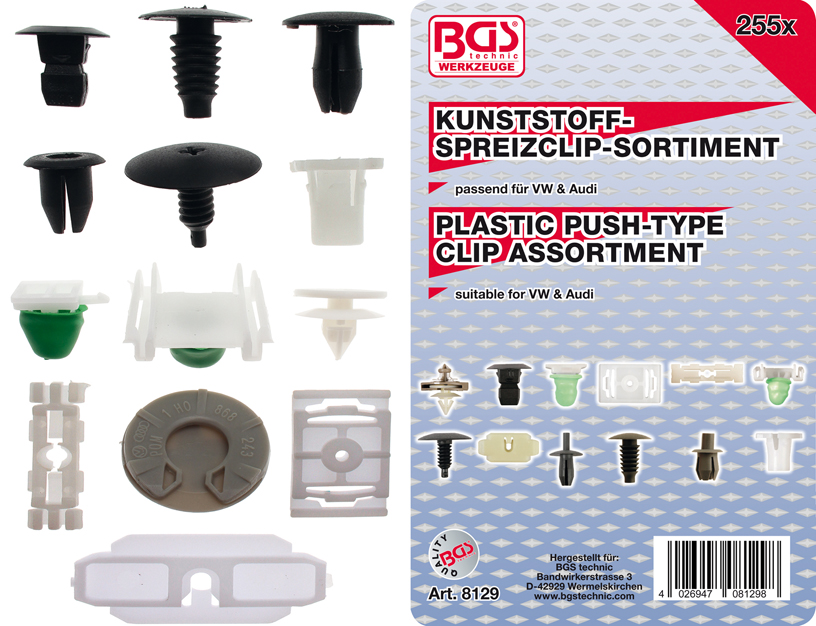 Assortiment de clips carrosserie VAG 255 Pcs.