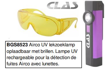 Bril en UV lamp voor airco lek