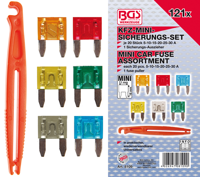 Mini Fusibles 121 pcs 5--30Amp.