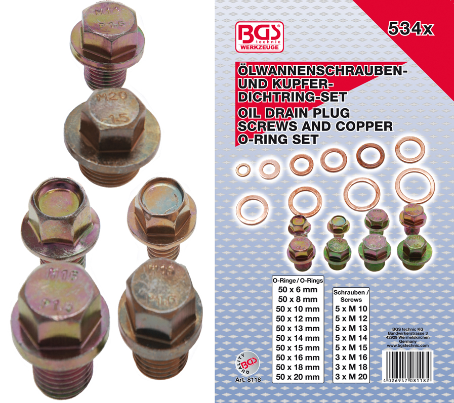 Joints et bouchons de vidange 534 pcs