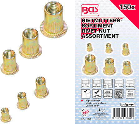 Rivets filetés acier 150 pcs.