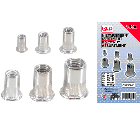 Rivets filetés alu 150 pcs.