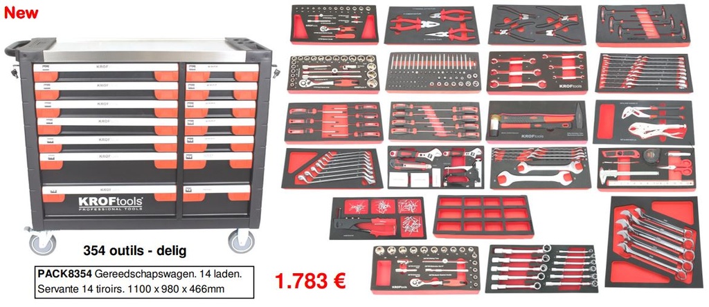 Servante 14 tiroirs - 354 outils
