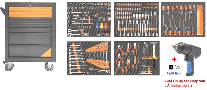 Servante 7 tiroirs - 214 outils