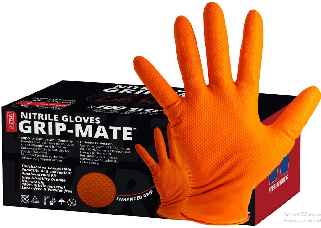 Gants Grippaz oranges taille 9 Résistants