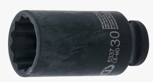 Lange impact Dop 1/2" 30MM 12 kant