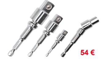 Set de porte-douilles cardan. 1/4"-3/8"-1/2"