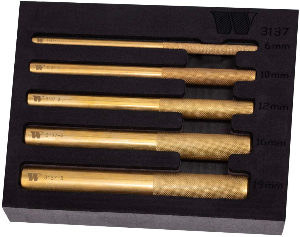 Jeu de chasses-goupilles laiton. Ø 6-10-12-16-19mm x 145