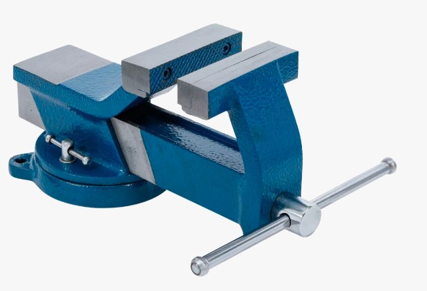 Stalen bankschroef  gesmeed  100 mm spanbekken, draaibaar 360°