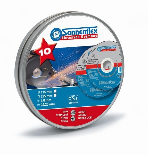 Boîte métal de 10 disques Acier 125 x 1,0 x 22,23