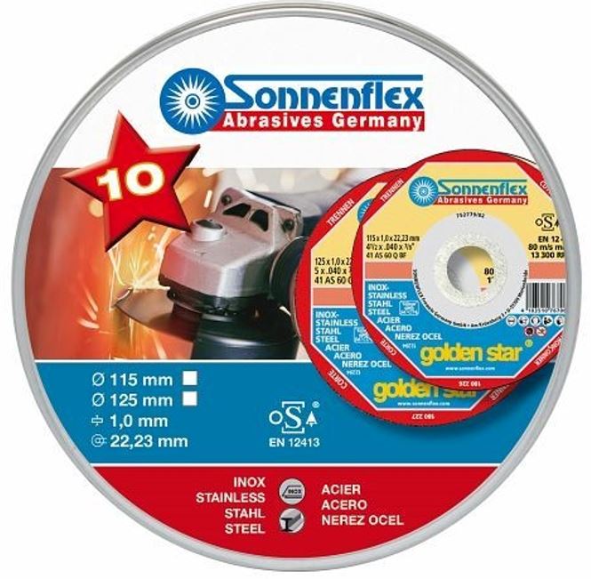 Boîte métal de 10 disques Inox 125x1,0x22,23mm