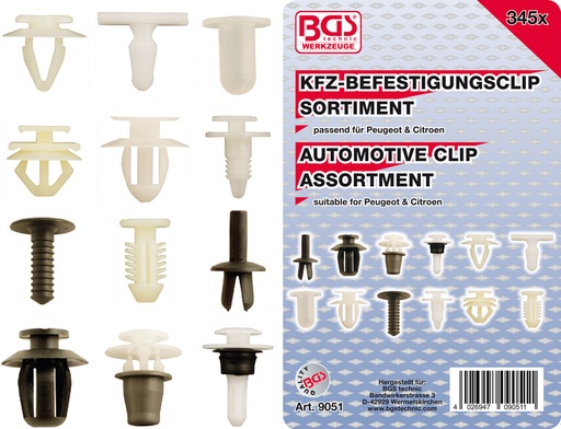 [BGS9051] Assortiment de clips Peugeot & Citroen 345 pcs