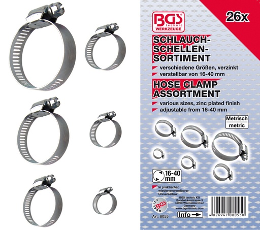 [BGS8055] Colliers de serrage inox 6-40mm 26 pcs
