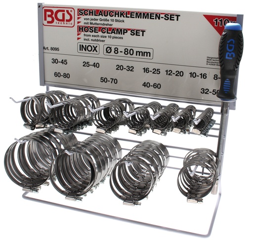 [BGS8095] Présentoir de 111 colliers inox 12-80mm