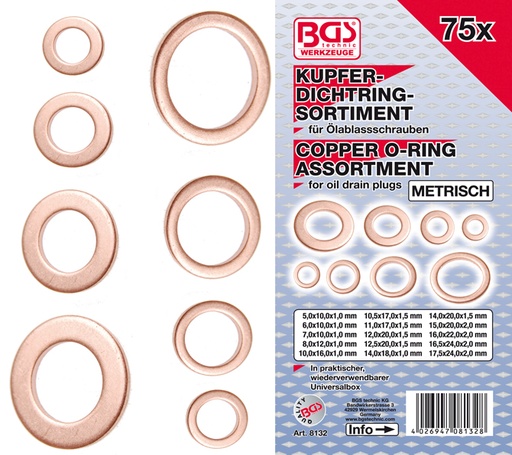 [BGS8132] Joints en cuivre 75 pcs 5-24mm