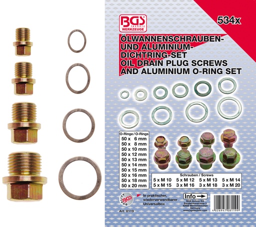 [BGS8119] Joints et bouchons de vidange 534 pcs