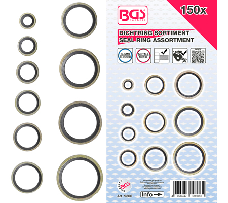 [BGS9306] Assortiment joints métal-caoutchouc 150 pcs