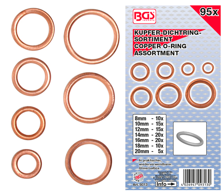[BGS9313] Joints en cuivre creux 95 pcs  8-20mm