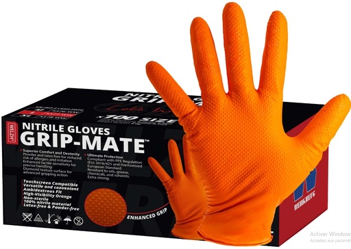 [5377-WW] Gants Grippaz oranges taille 9 Résistants